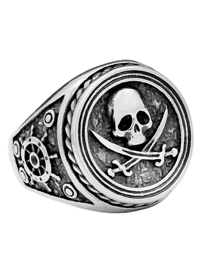 Totenkopf-Ring mit gekreuzten Saebeln