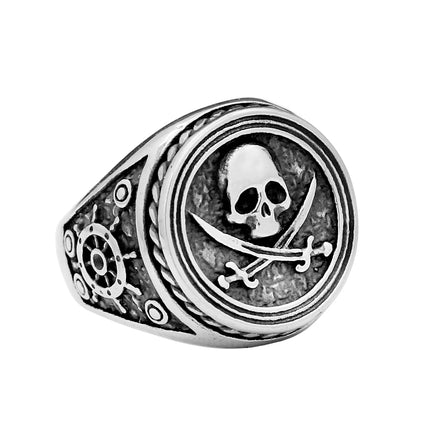 Totenkopf-Ring mit gekreuzten Saebeln