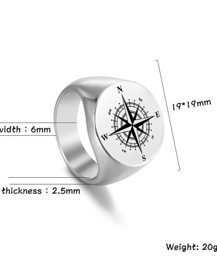 Steuerrad-Ring mit Windrose graviert