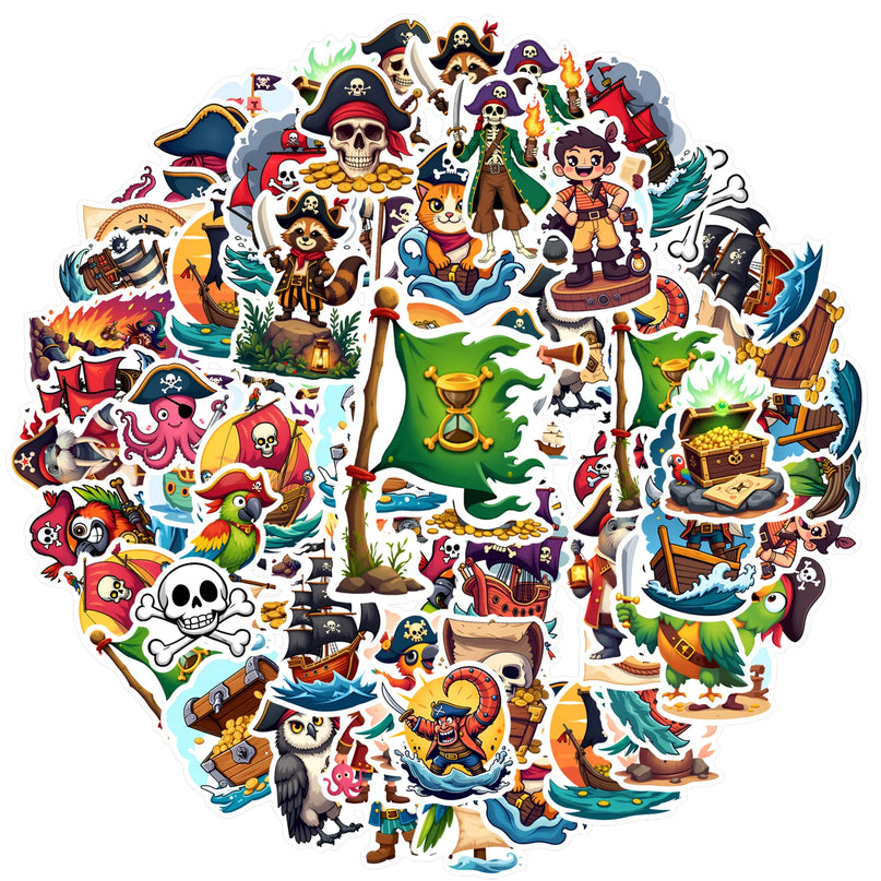 Piraten Aufkleber Jugendliche 50 Stueck buntes Cartoon Set