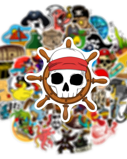 Piraten Sticker Graffiti Totenkopf Schiff Anker Motive
