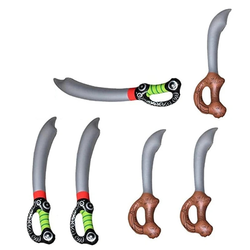 2 silberne aufblasbare Piratensäbel 68cm