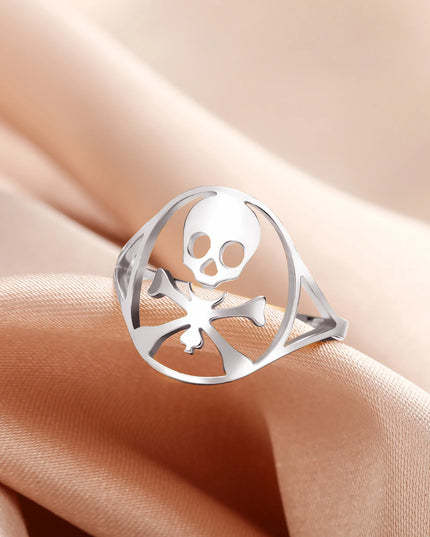 Kleiner Totenkopf-Ring mit Kreuzknochen