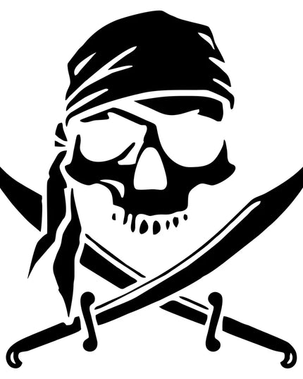 Schwarzer Piraten Aufkleber verschiedene Oberflaechen