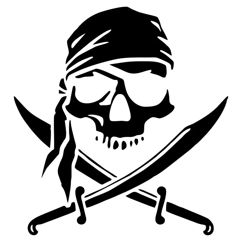 Weisser Piraten Aufkleber verschiedene Anwendungsflaechen