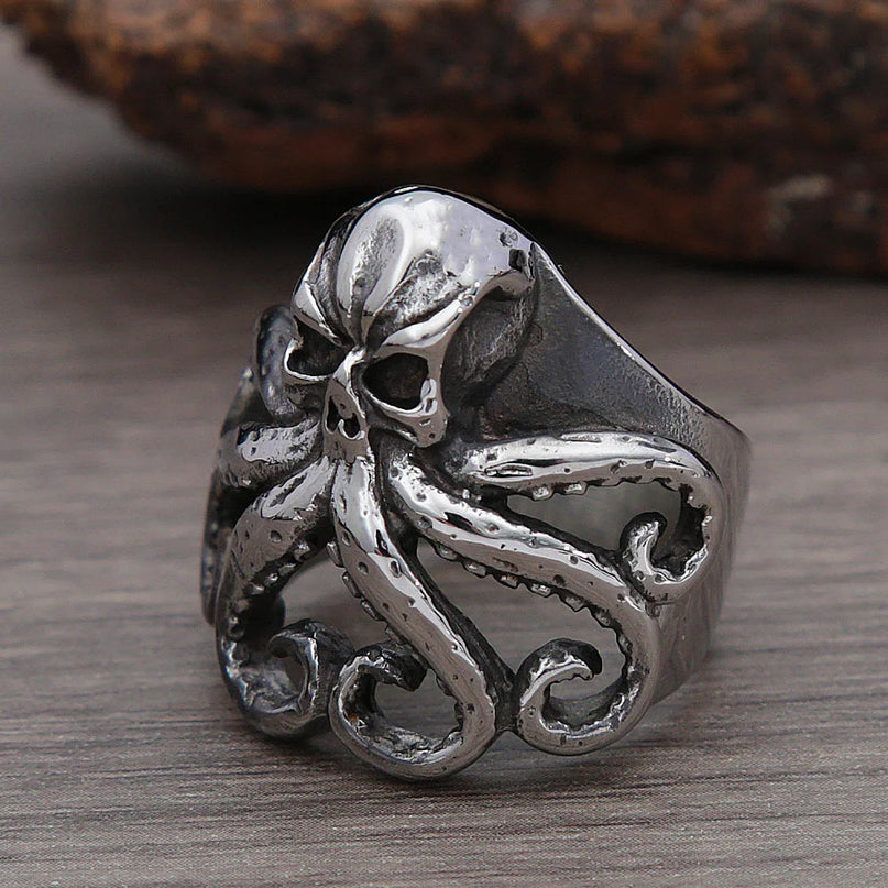 Schmaler Tentakel-Ring aus Edelstahl