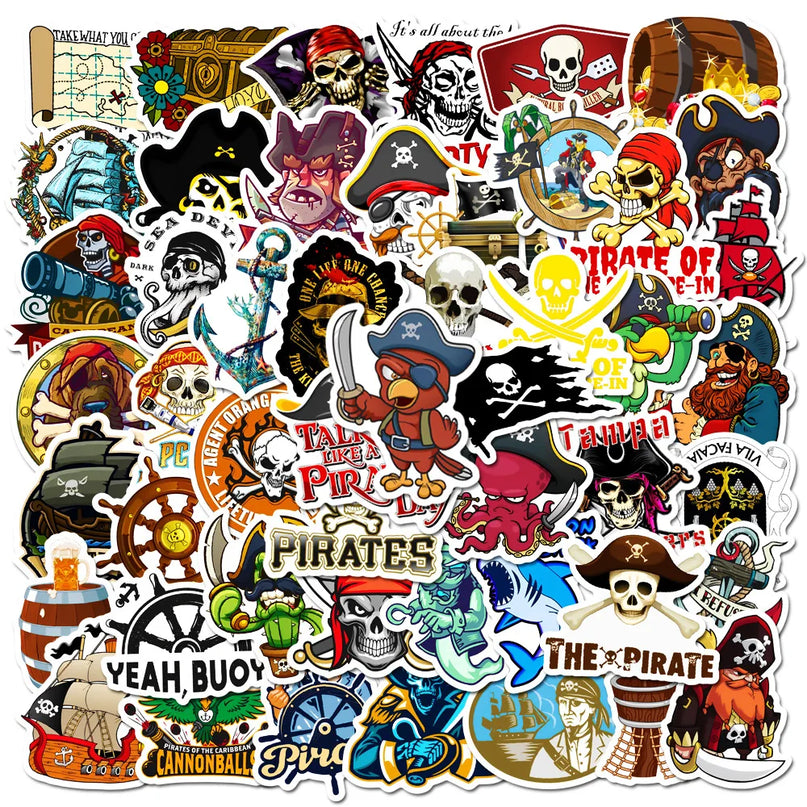 Piraten Sticker Set Kapitaen 50 Stueck bunte Cartoon Motive