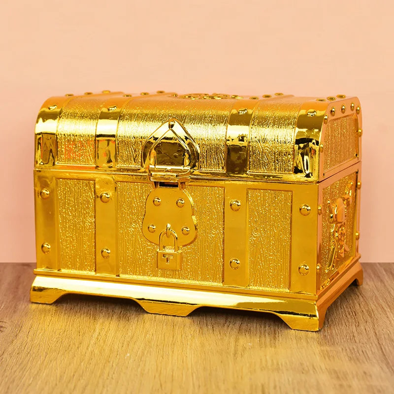 Goldene Piratentruhe Kunststoff komplett