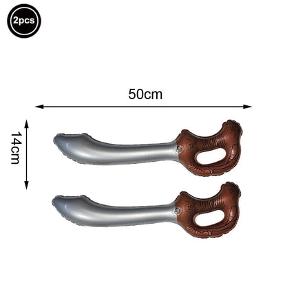 Piraten Säbel Kostum 2er Set aufblasbare Schwerter 50cm PVC brauner Totenkopfgriff Piraten-Kostum