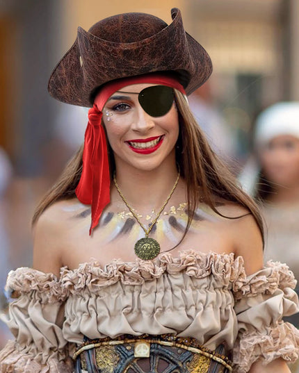 Piratenhut Lederoptik braun Gesamtansicht