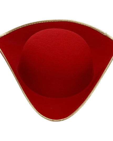 Piratenhut Karneval Rot Gold Dreispitz Draufsicht