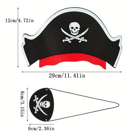 Karneval Piratenhut Set Filz mit Augenklappe Masse