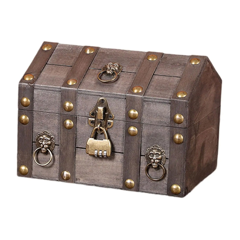Piratentruhe Aufbewahrung Holz grau Zahlenschloss 24cm