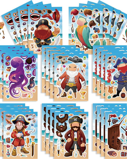 Piraten Aufkleber fur Kinder 8 DIY Puzzle Bogen verschiedene Piraten