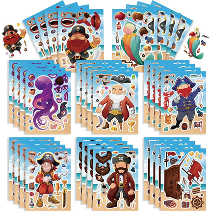 Piraten Aufkleber fur Kinder 8 DIY Puzzle Bogen verschiedene Piraten