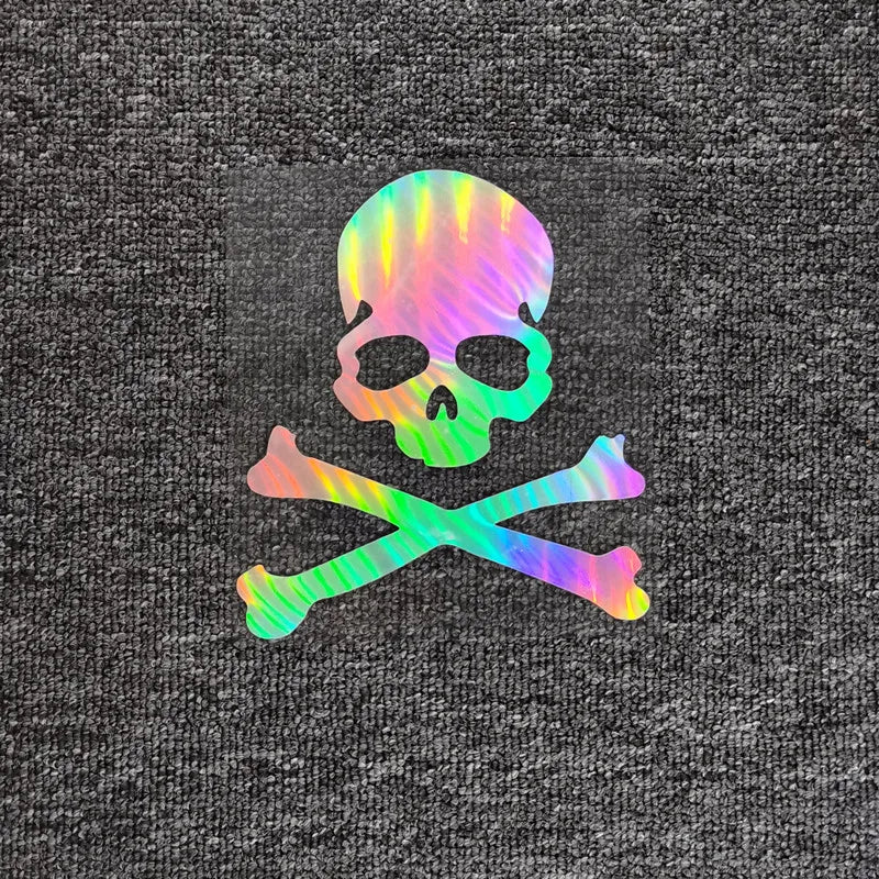 Totenkopf Aufkleber Glitzer reflektierend Regenbogenfarben