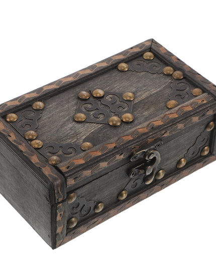 Vintage Schatzkiste Holz Messingbeschlaege Draufsicht