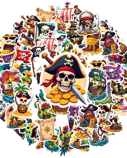Piraten Aufkleber Geburtstag 35 Stueck Set Totenkopf Piratenhut