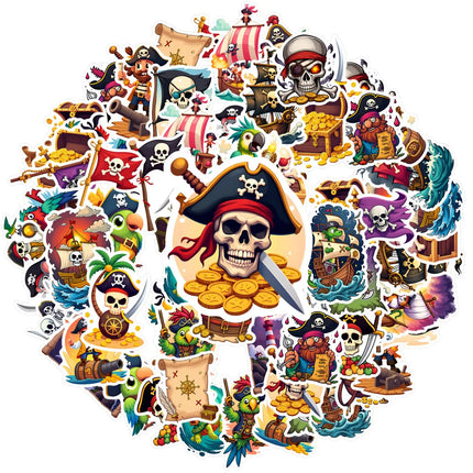 Piraten Aufkleber Geburtstag 35 Stueck Set Totenkopf Piratenhut