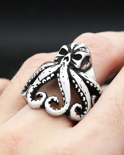 Totenkopf-Oktopus Ring im Piratenstil