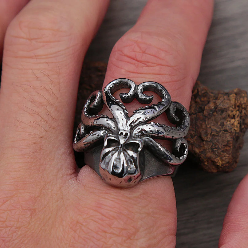 Schmaler Tentakel-Ring aus Edelstahl
