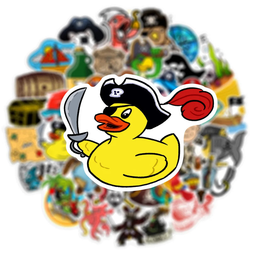 Piraten Sticker bunt auf Trinkflasche Handy Anwendung