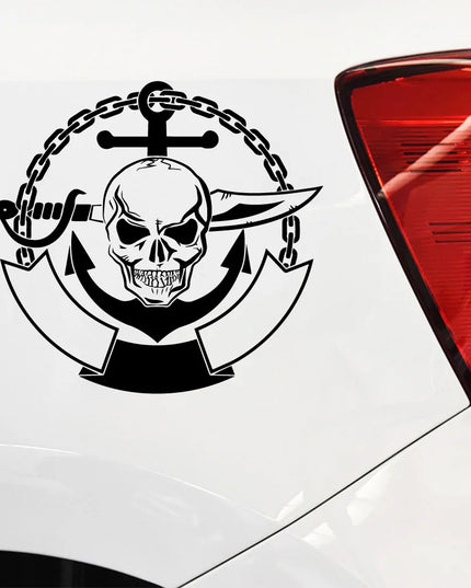 Grosser Totenkopf Aufkleber auf Autoscheibe Anwendung