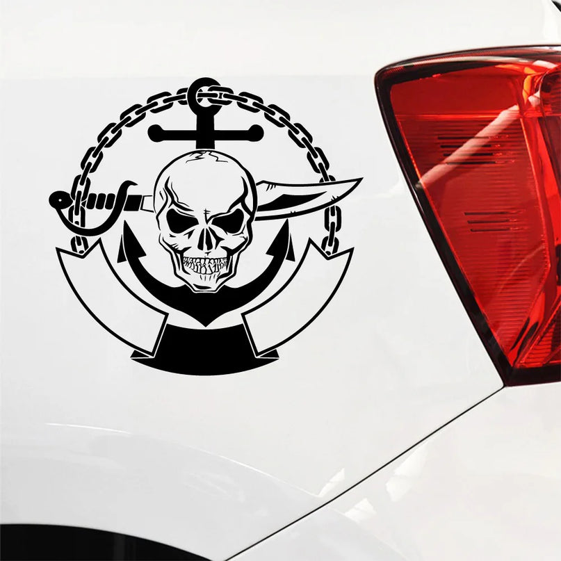 Piraten Schwert Aufkleber schwarze Silhouette auf Boot