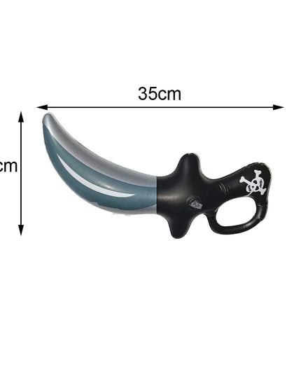 Kleines aufblasbares Piratenschwert 35x14cm, grau-silberne Klinge, schwarzer Totenkopfgriff, PVC