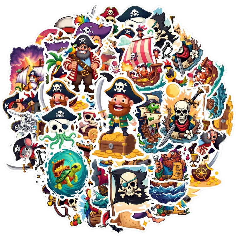 Piraten Sticker Kinder Set 35 Stueck bunte Cartoon Piratenmotive