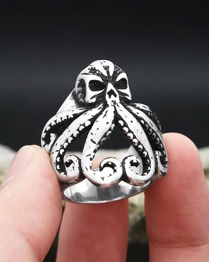 Totenkopf-Oktopus Ring im Piratenstil