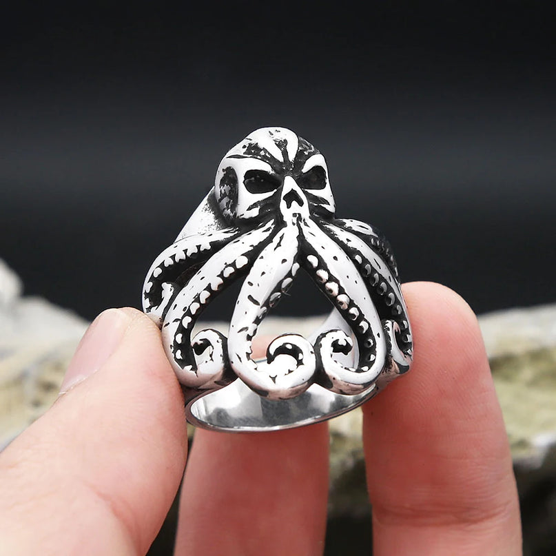 Totenkopf-Oktopus Ring im Piratenstil