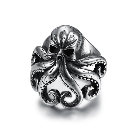 Gothic Totenkopf-Oktopus Ring