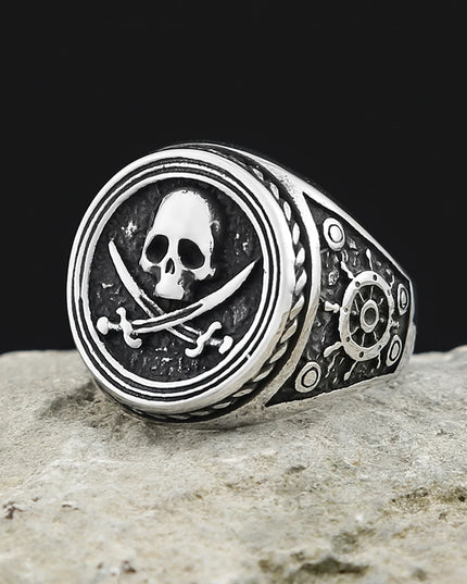 Jolly-Roger Siegelring mit Steuerrad