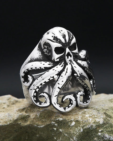 Totenkopf-Oktopus Ring im Piratenstil