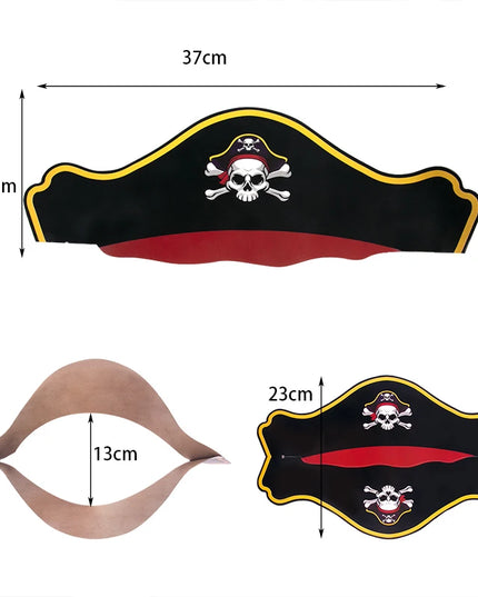 Papier Piratenhut Set Seitenansicht schwarz gold