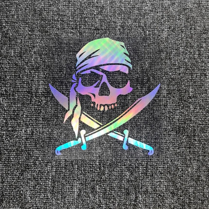Totenkopf Aufkleber Holographisch Piraten Saebel Regenbogen