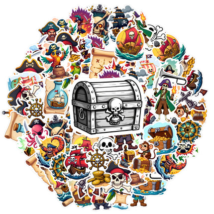 Piraten Aufkleber Schatztruhe 35 Stueck Cartoon Seerauber Motive