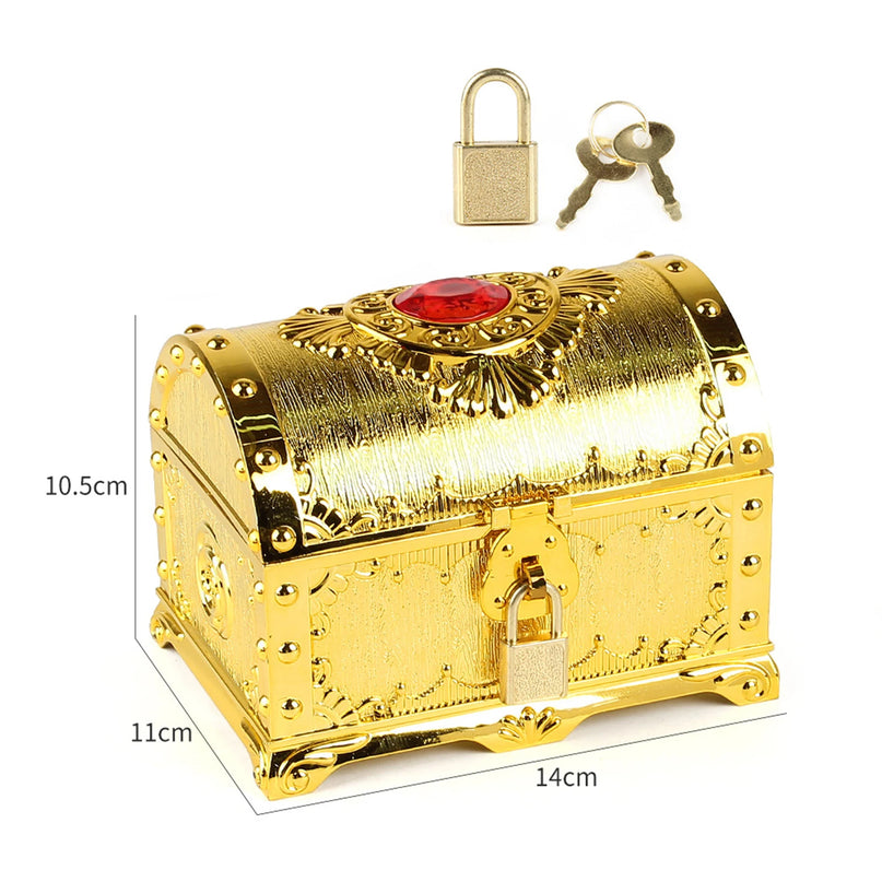 Piratentruhe Gold mit Schloss und Schluessel