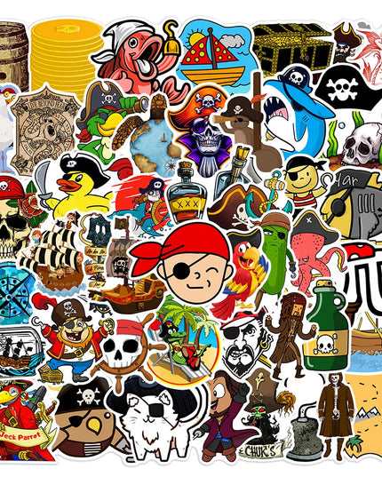 Cartoon Piraten Sticker Einzelmotive Papagei Schiff Kapitaen
