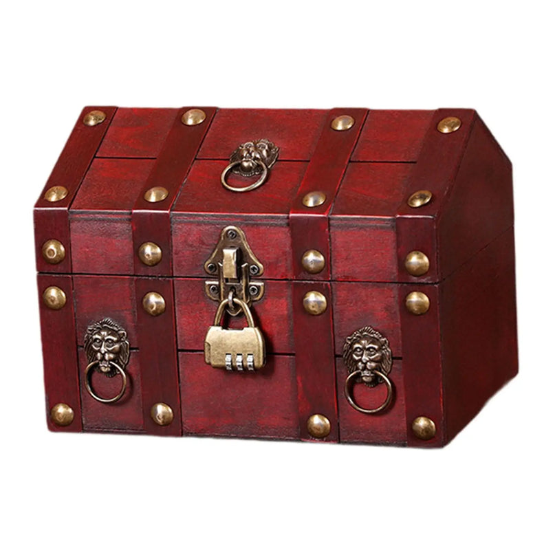 Piratentruhe Holz gross mit Zahlenschloss rotbraun