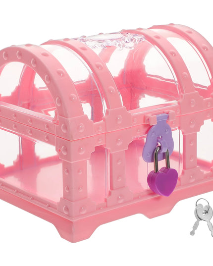 Piratentruhe Kunststoff Kinder rosa mit Herzschloss