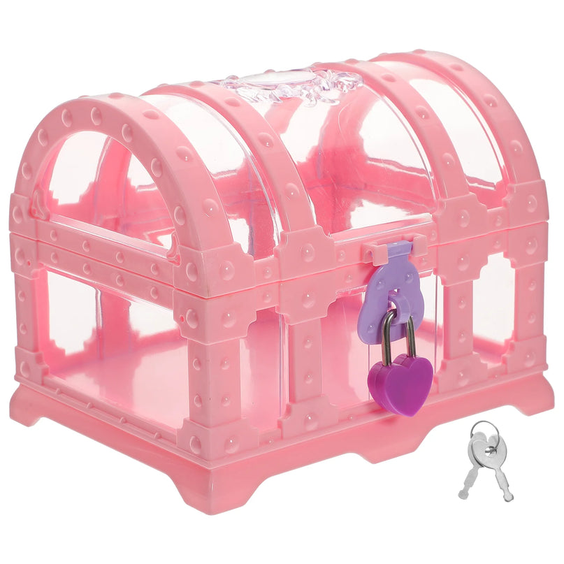 Piratentruhe Kunststoff Kinder rosa mit Herzschloss
