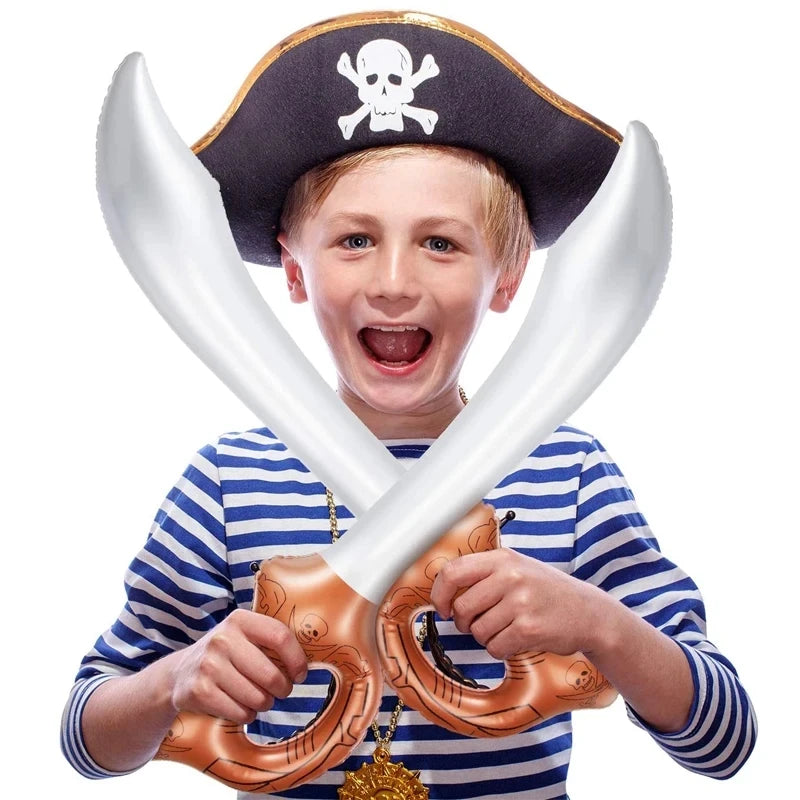 2 Piratensäbel Vintage-Look mit braunem Griff