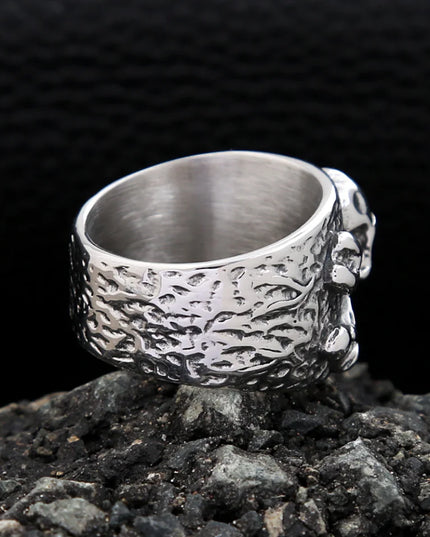 Punk Totenkopf-Ring mit Kreuzknochen