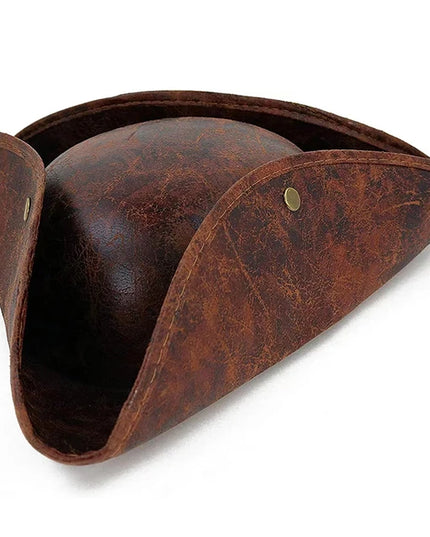 Piratenhut braun Vintage Rueckansicht Lederoptik