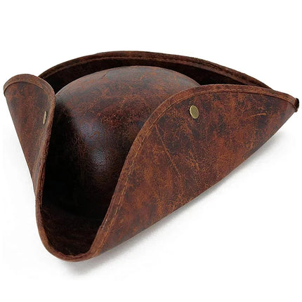 Piratenhut braun Vintage Rueckansicht Lederoptik