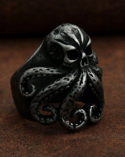 Silberner Skull Ring mit Krakenarmen