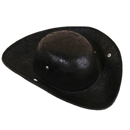 Piratenhut Dreispitz Leder schwarz Kolonial-Stil Draufsicht