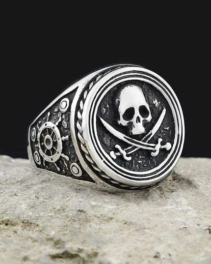 Jolly-Roger Siegelring mit Steuerrad
